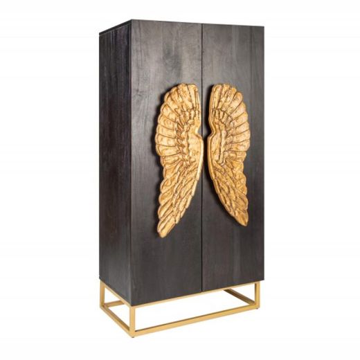 Highboard Cairo Angel-Mango Schwarz-70x140x45 cm (LxHxB)-Massivholz Mango