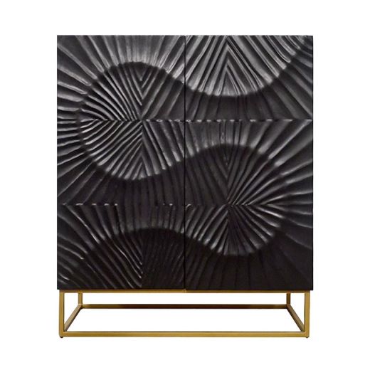 Highboard Cairo Schwarz-Mango Schwarz-100x120x45 cm (LxHxT)-Massivholz Mango